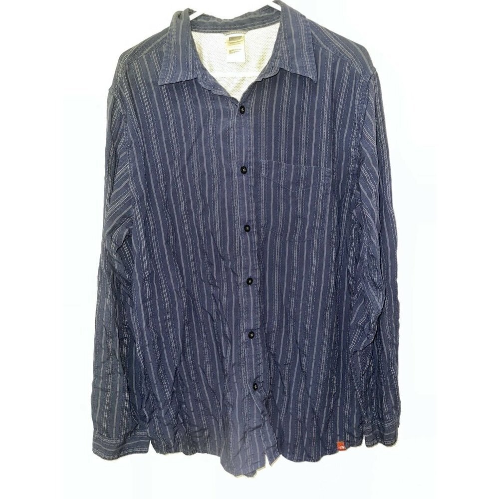 𝅺NORTH Face Mens Button Shirt Long Sleeve Size Large Blue (X1)